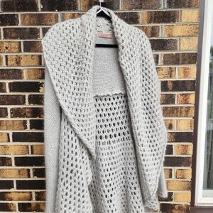 Large gray open front, wool blend cardigan